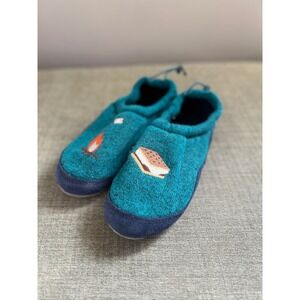 LL Bean Kids' Camp Smores Campfire Slippers Shoes - Size 5-6 - Teal Classic